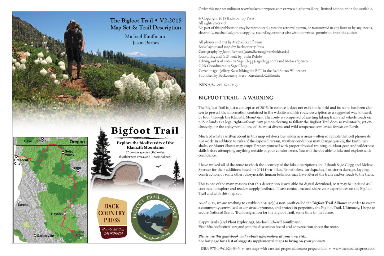 Bigfoot Trail map set V2.2015 cover pages.
