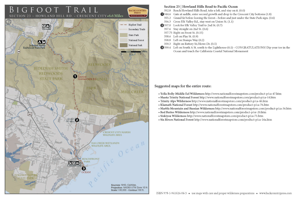 Bigfoot Trail section 23 - V2.2015 map set.