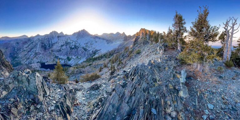 Papoose Lake in the Trinity Alps as view from the south ridgeline.